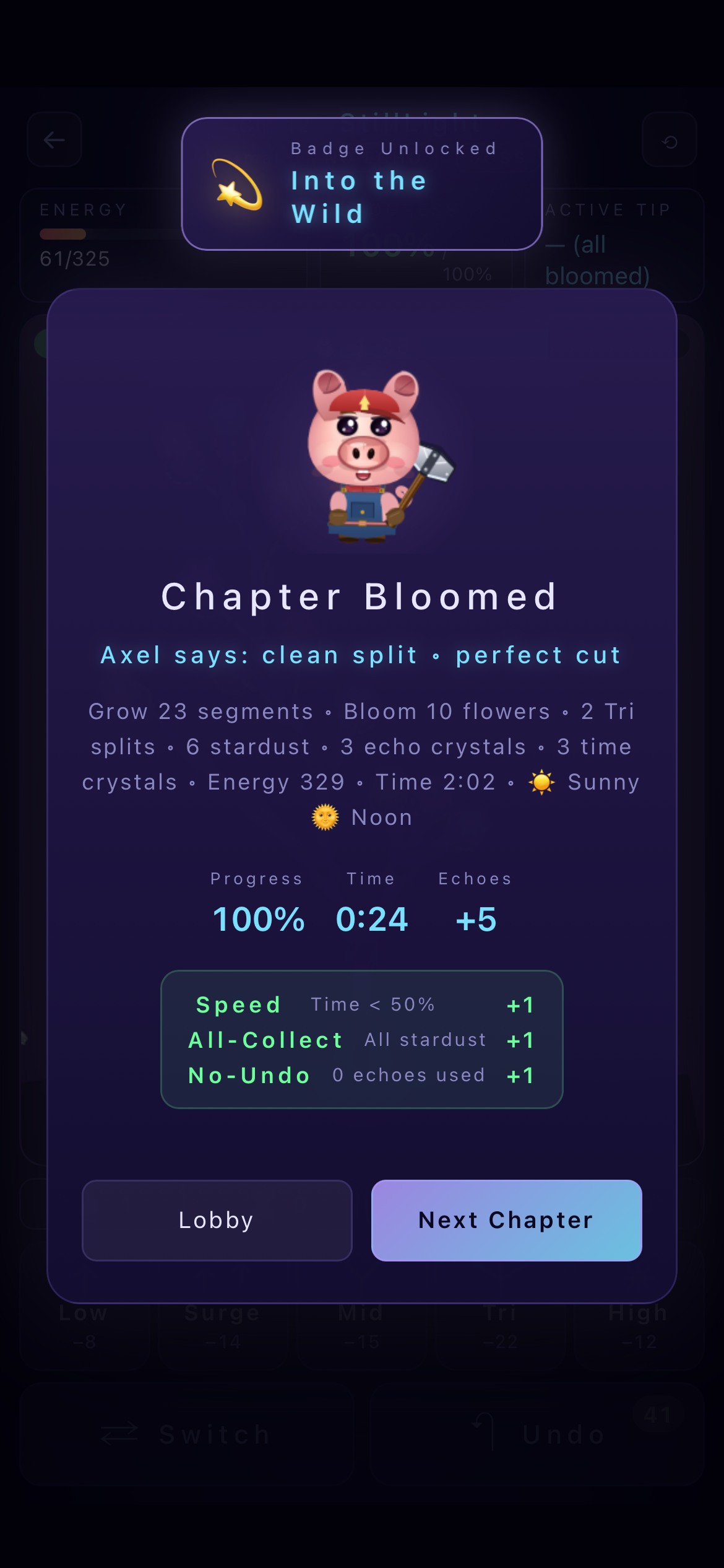 Piglets of Bloomstar Garden chapter completed screen